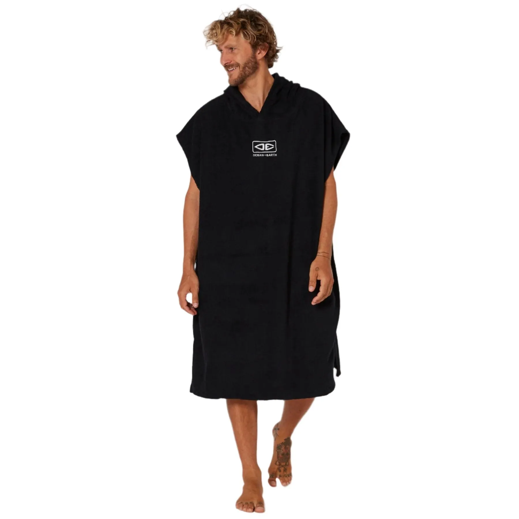 OCEAN AND EARTH Lightweight Hooded Poncho - Black