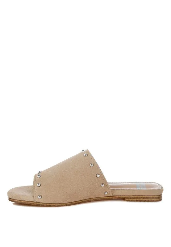 Odalia Soft Suede Leather Studded Flats for Women