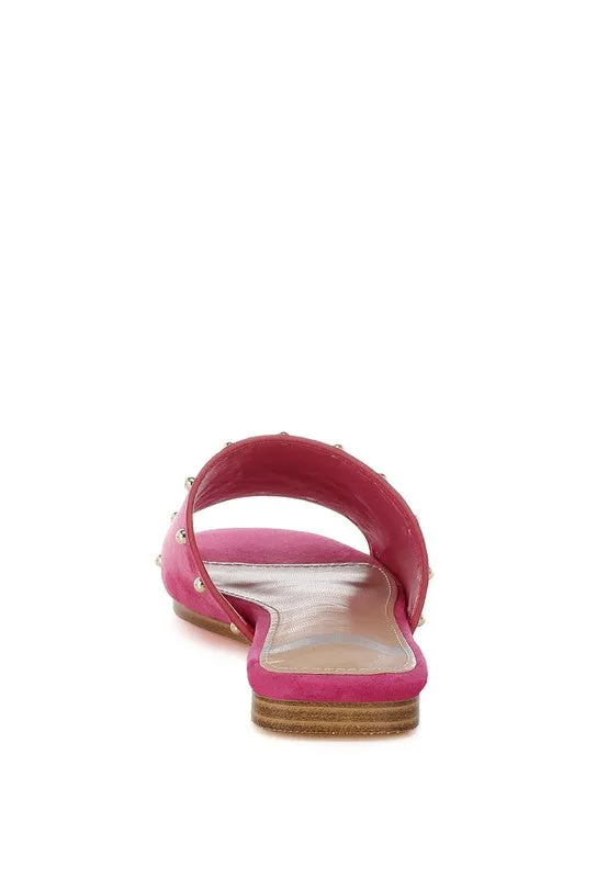 Odalia Soft Suede Leather Studded Flats for Women