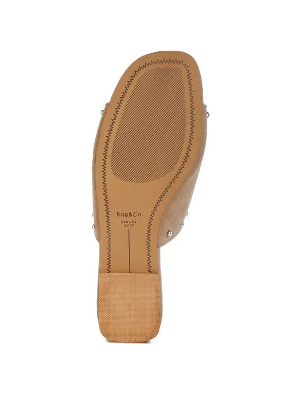 Odalia Soft Suede Leather Studded Flats for Women