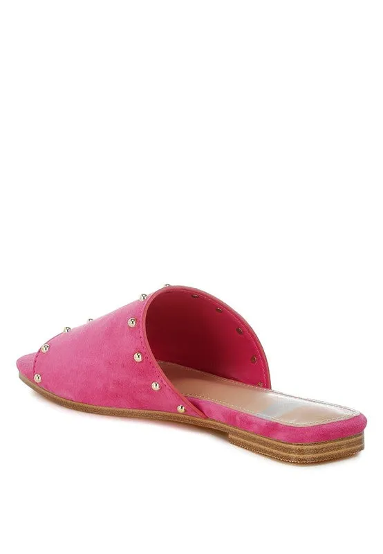 Odalia Soft Suede Leather Studded Flats for Women