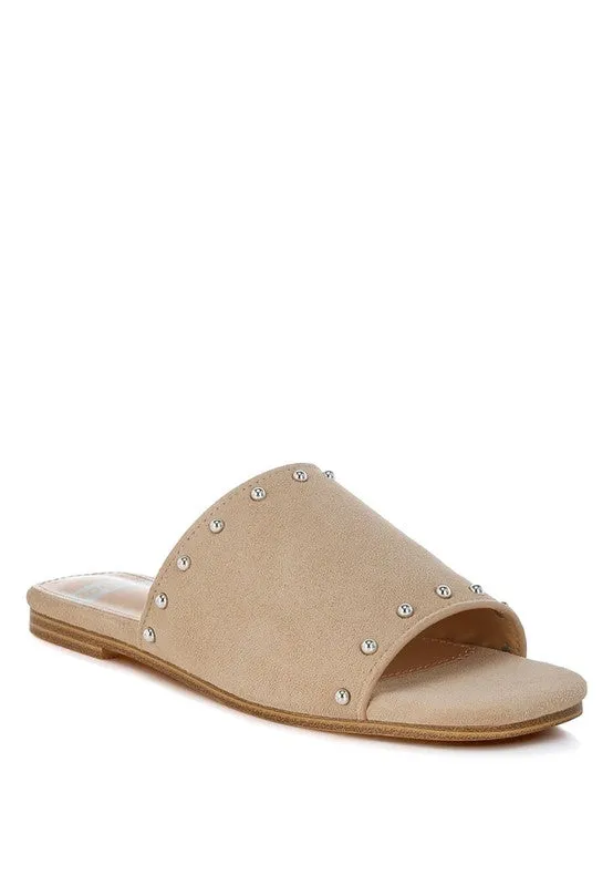 Odalia Soft Suede Leather Studded Flats for Women
