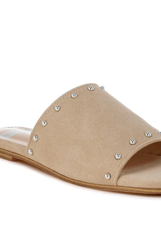 Odalia Soft Suede Leather Studded Flats for Women