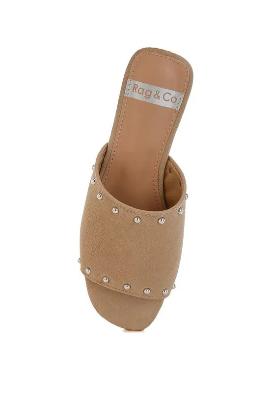 Odalia Soft Suede Leather Studded Flats for Women