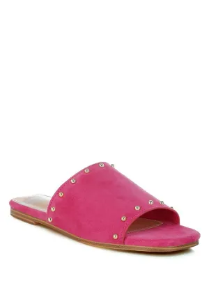 Odalia Soft Suede Leather Studded Flats for Women