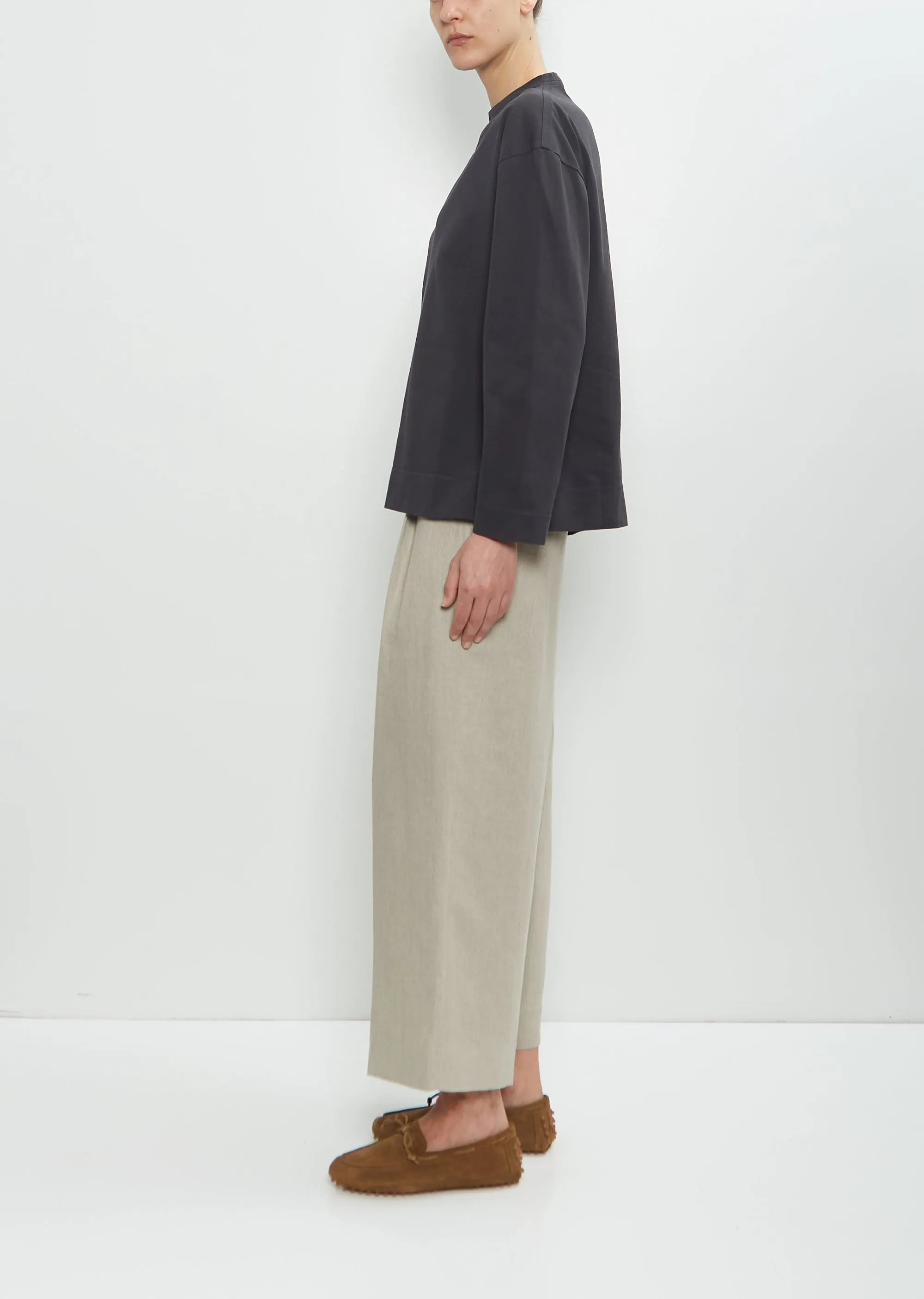 Organic Cotton Smock Neck T-Shirt — Off Black