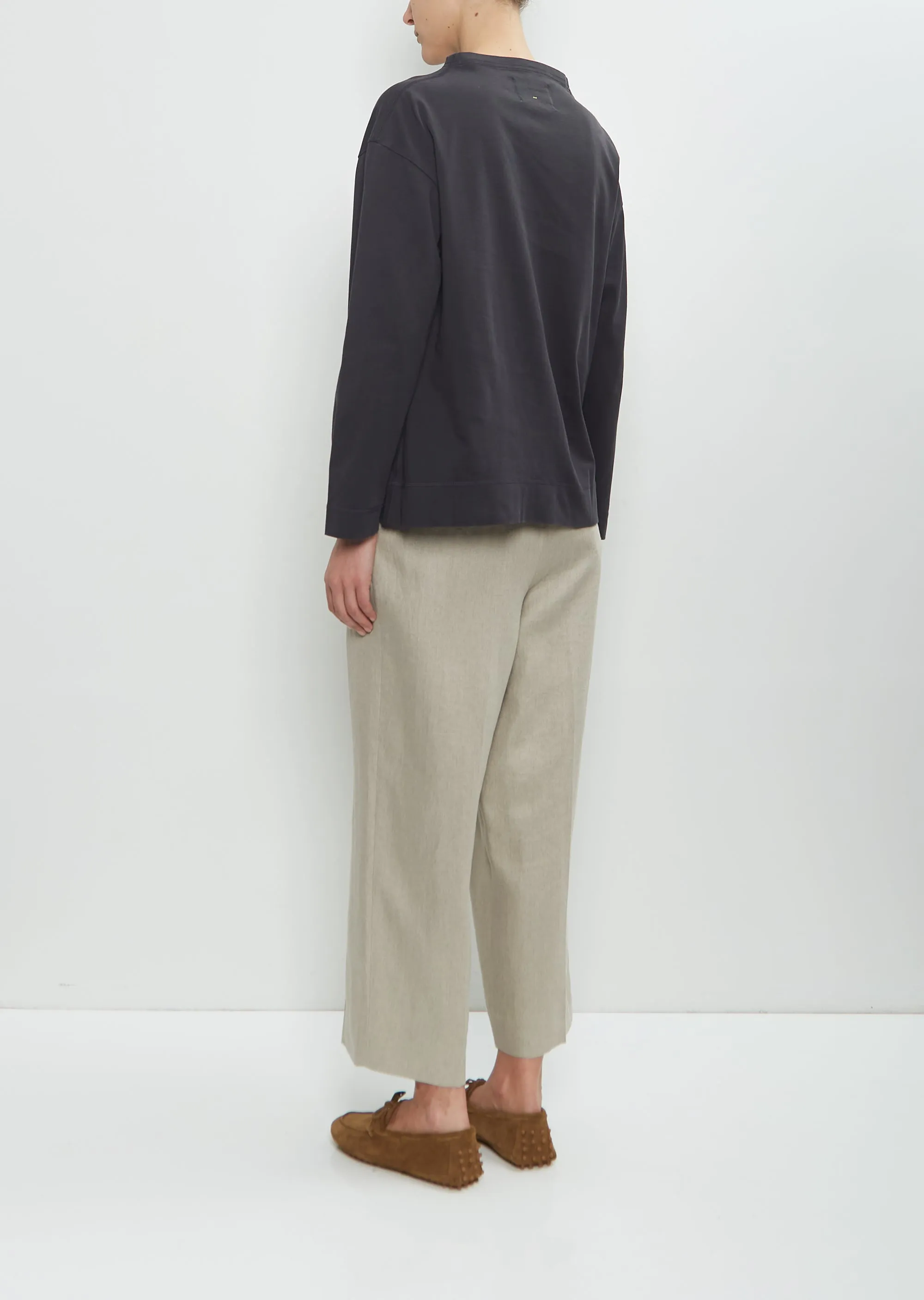 Organic Cotton Smock Neck T-Shirt — Off Black