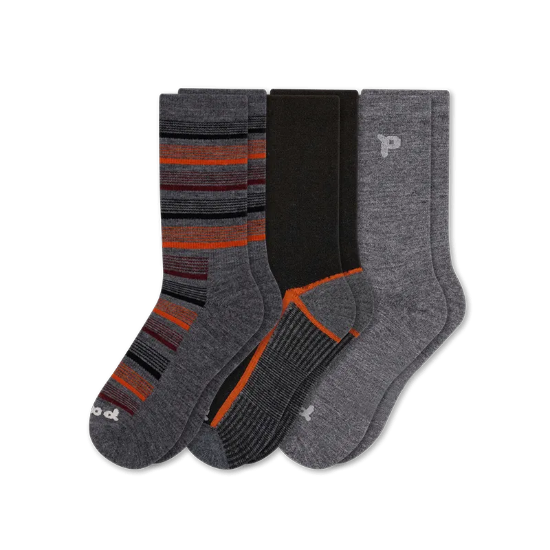 Pacas Mens Alpaca Lightweight Crew Socks 3-Pack