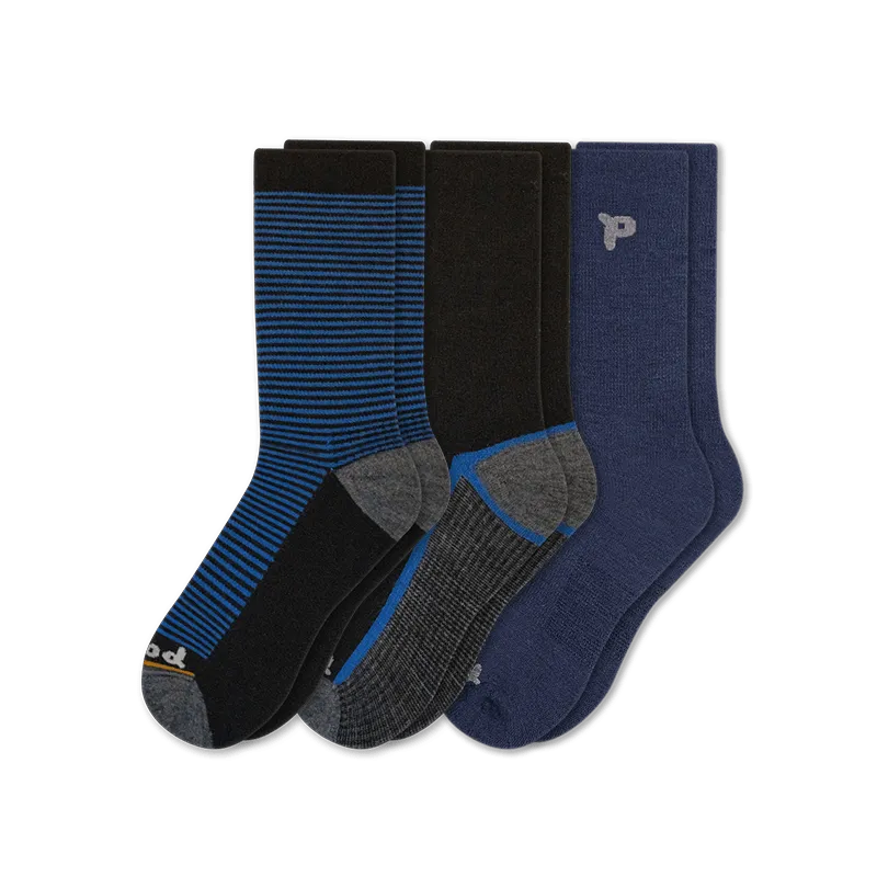 Pacas Mens Alpaca Lightweight Crew Socks 3-Pack