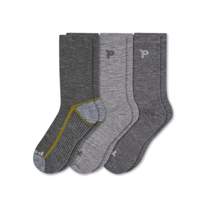 Pacas Mens Alpaca Lightweight Crew Socks 3-Pack