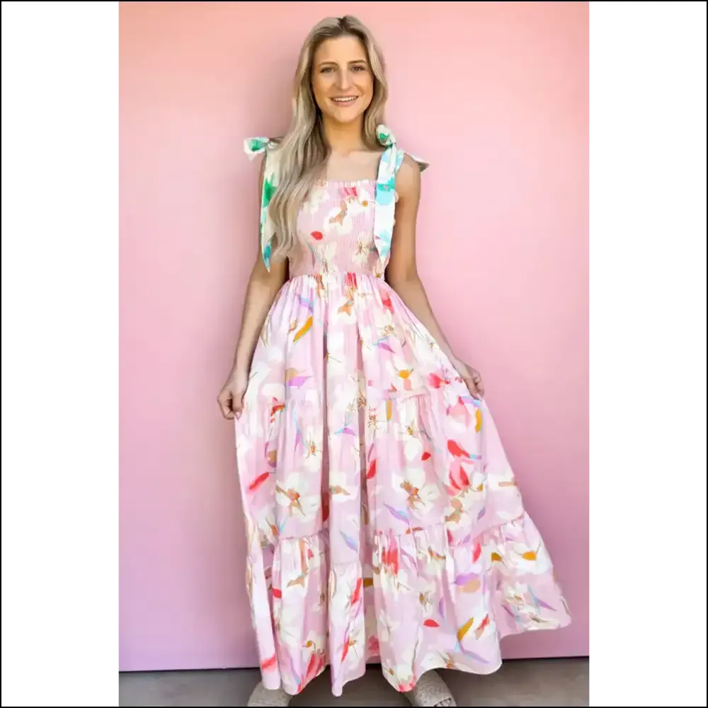 Pink Floral Maxi Dress: Prepare for Compliments, ! Knotted Shoulder Perfection from Needful Things. 💖