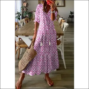 Pink Geometric Print Maxi Dress: Dress Like you Own the Place 💅