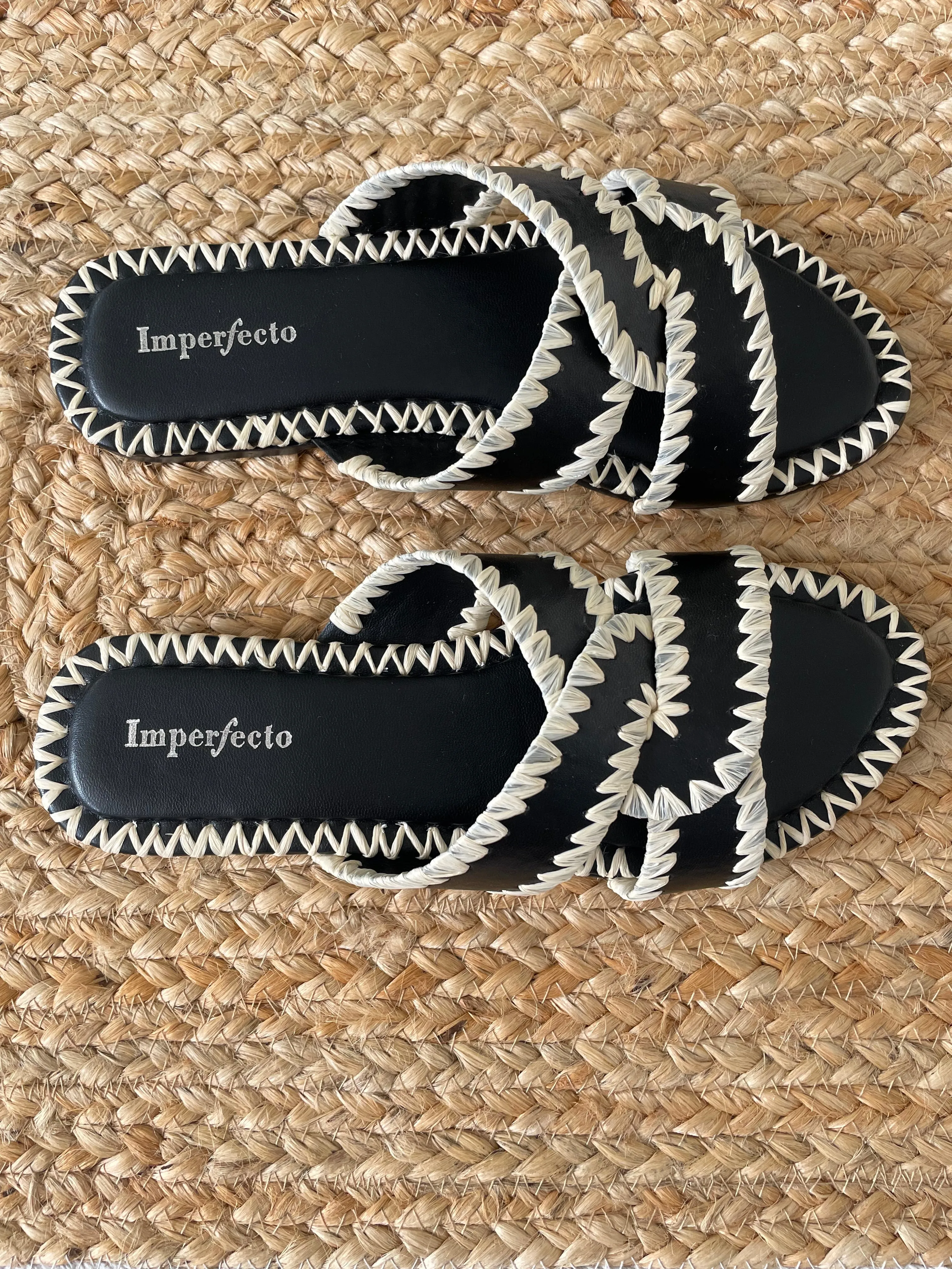 Rafia Black Sandals