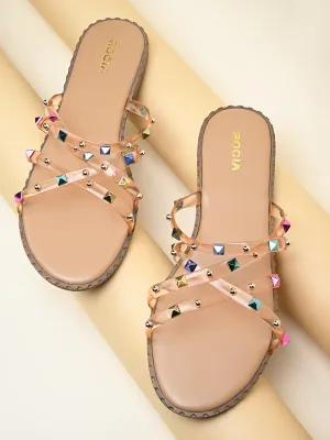 Rocia By Regal Beige Women Strappy Vinyl Flats
