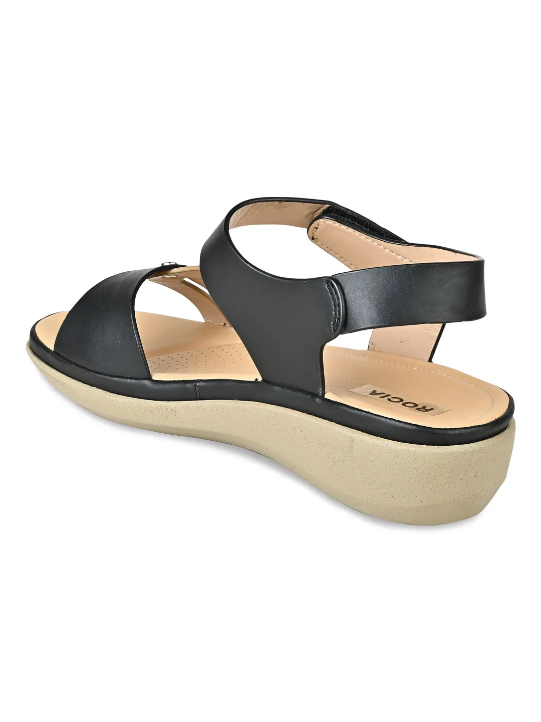 Rocia By Regal Black Women Comfort Flat Sandals