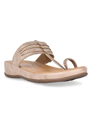 Rocia By Regal Rose Gold Women Stitch Down Comfortable Kolhapuris