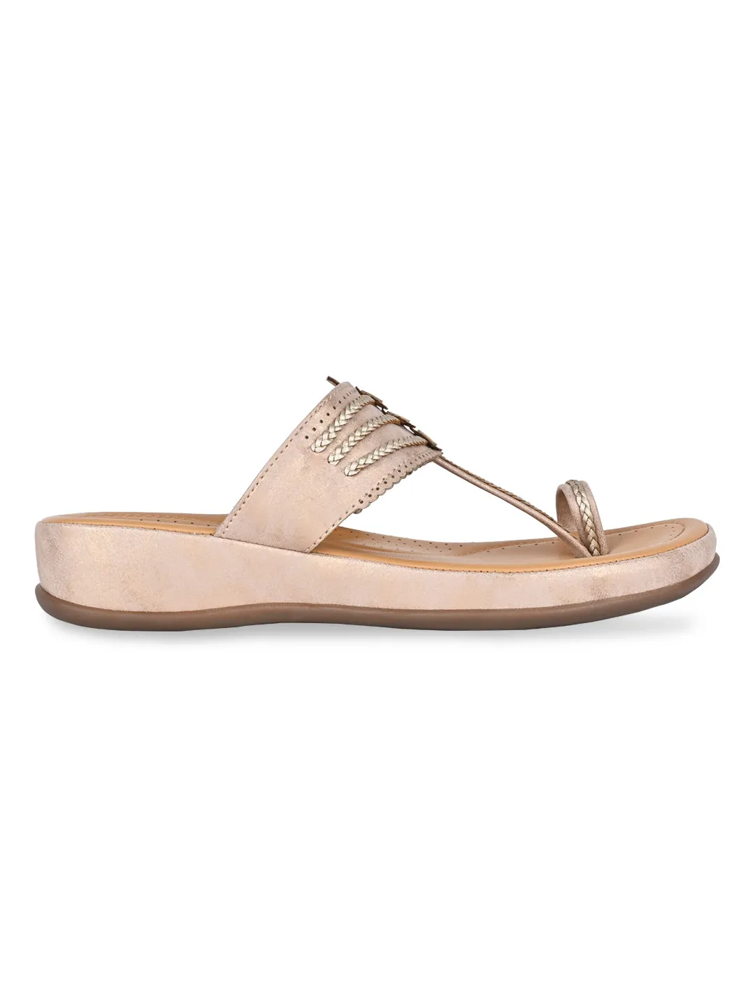 Rocia By Regal Rose Gold Women Stitch Down Comfortable Kolhapuris