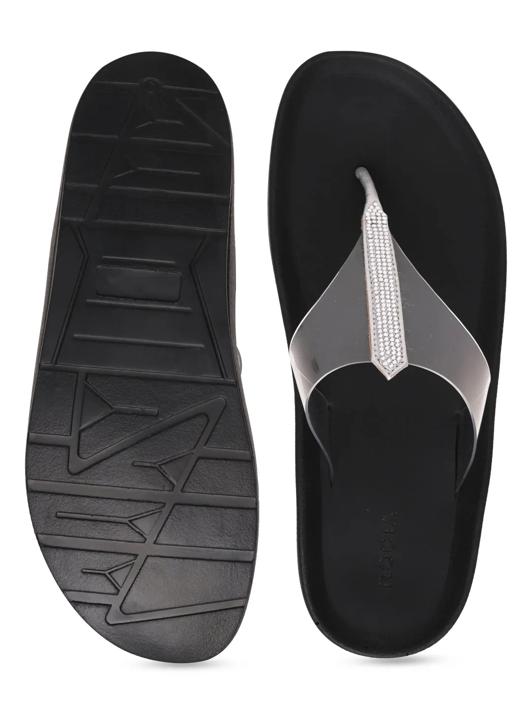Rocia By Regal Transparent Women Diamond Studded Vinyl Flats