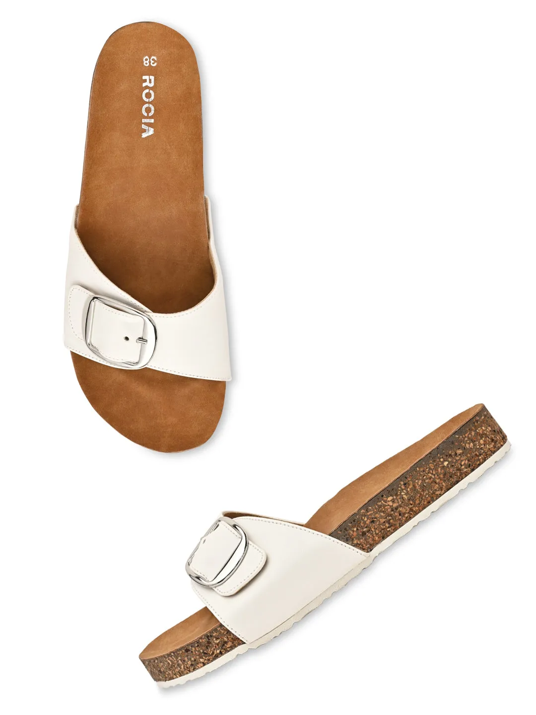 Rocia By Regal White Women Casual Flat Sliders