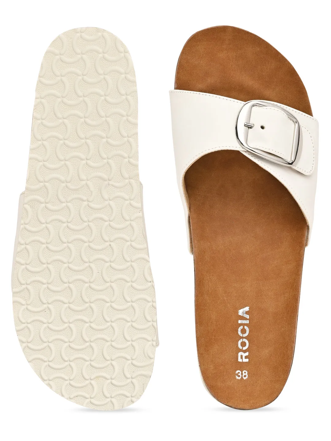 Rocia By Regal White Women Casual Flat Sliders