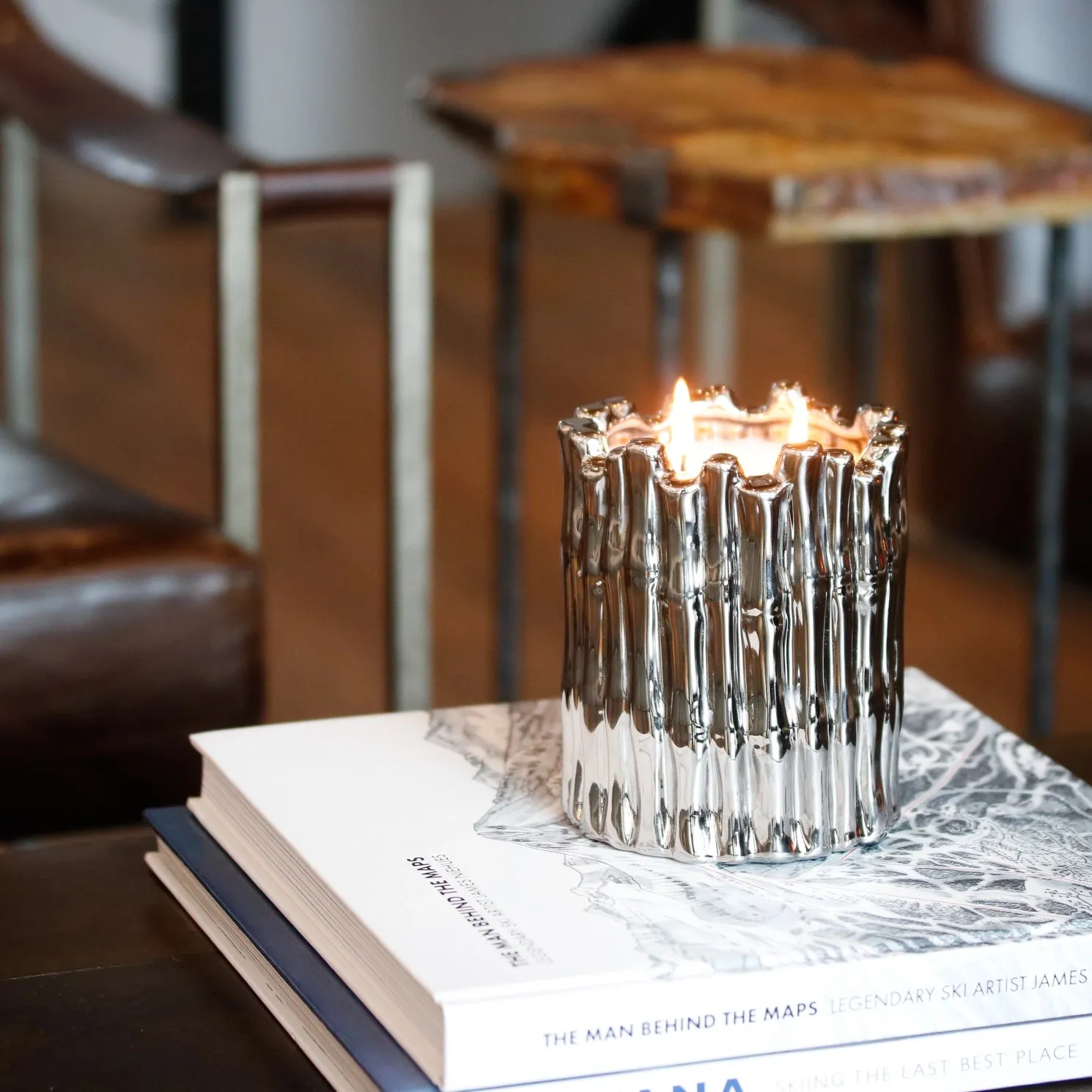 Silver Sagano Bamboo Candle
