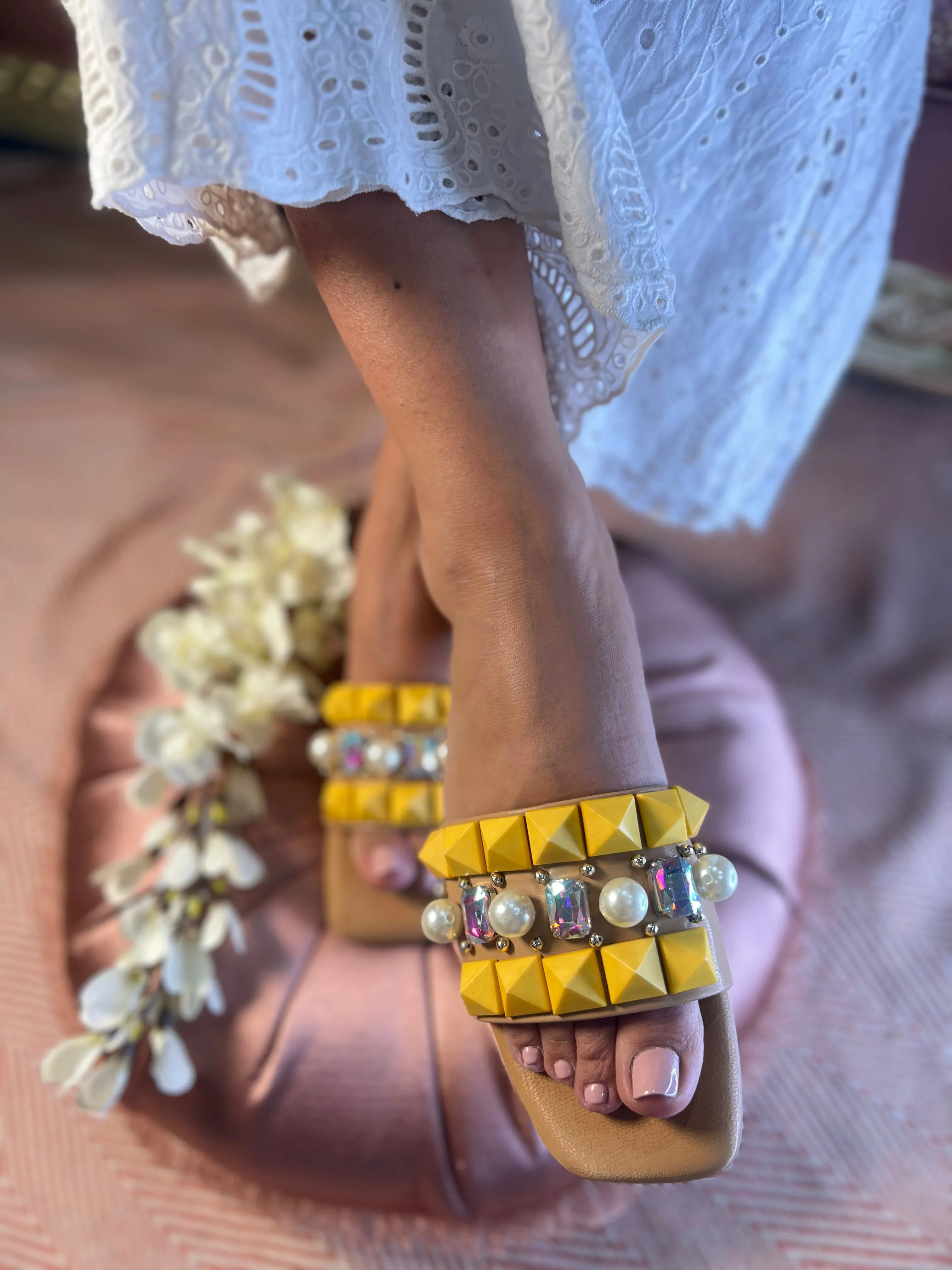 Studded Luxe Slider – Yellow Edition