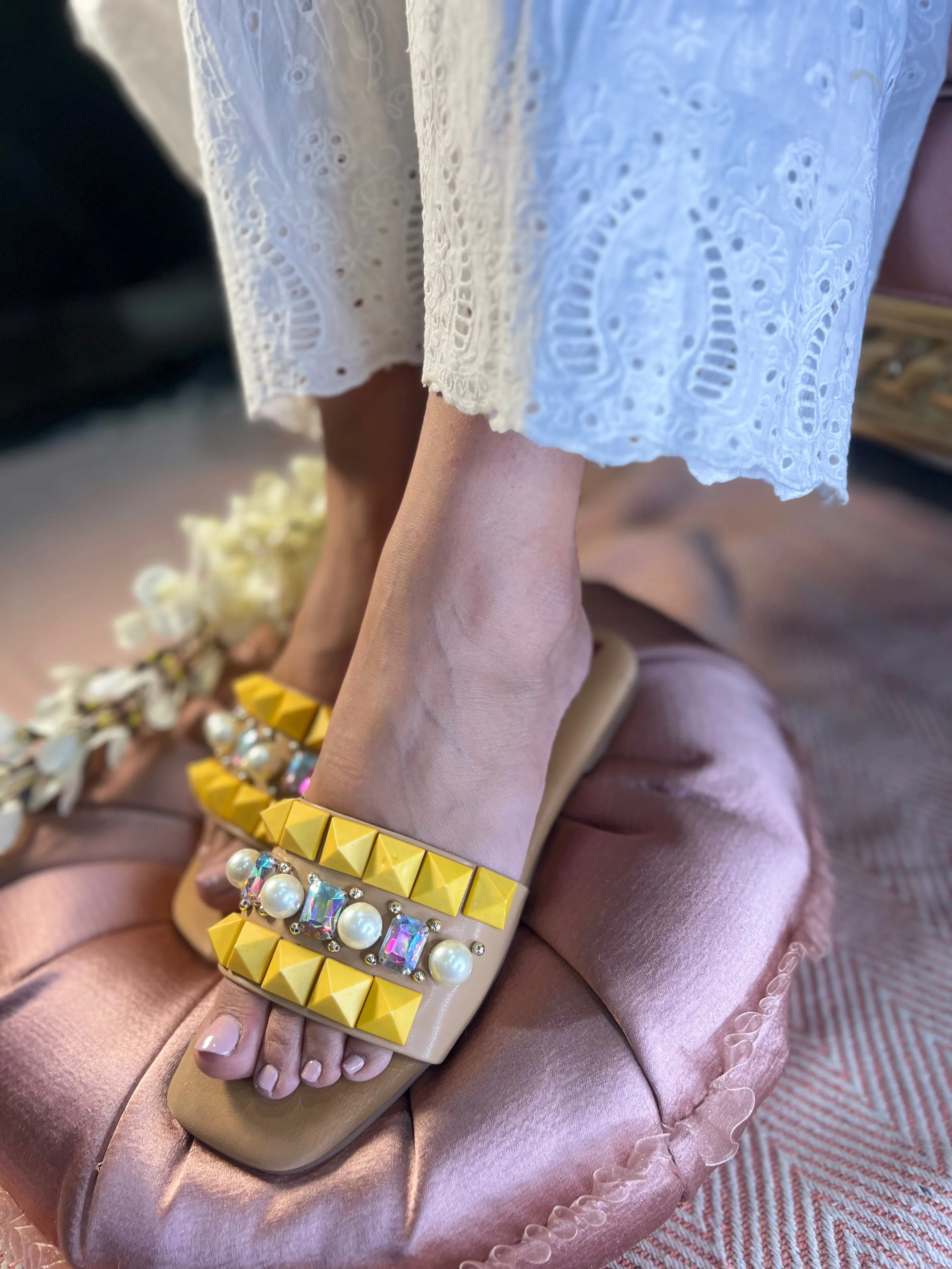 Studded Luxe Slider – Yellow Edition