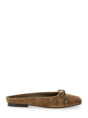 Suede Flats With Rounded Toe
