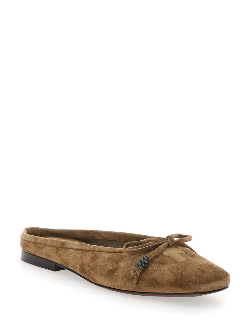 Suede Flats With Rounded Toe