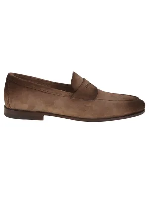 Suede Moccasins With Tapered Shape And Rubber Sole