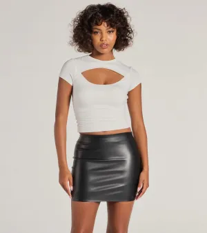 Sultry Sleek Faux Leather Bodycon Mini Skirt