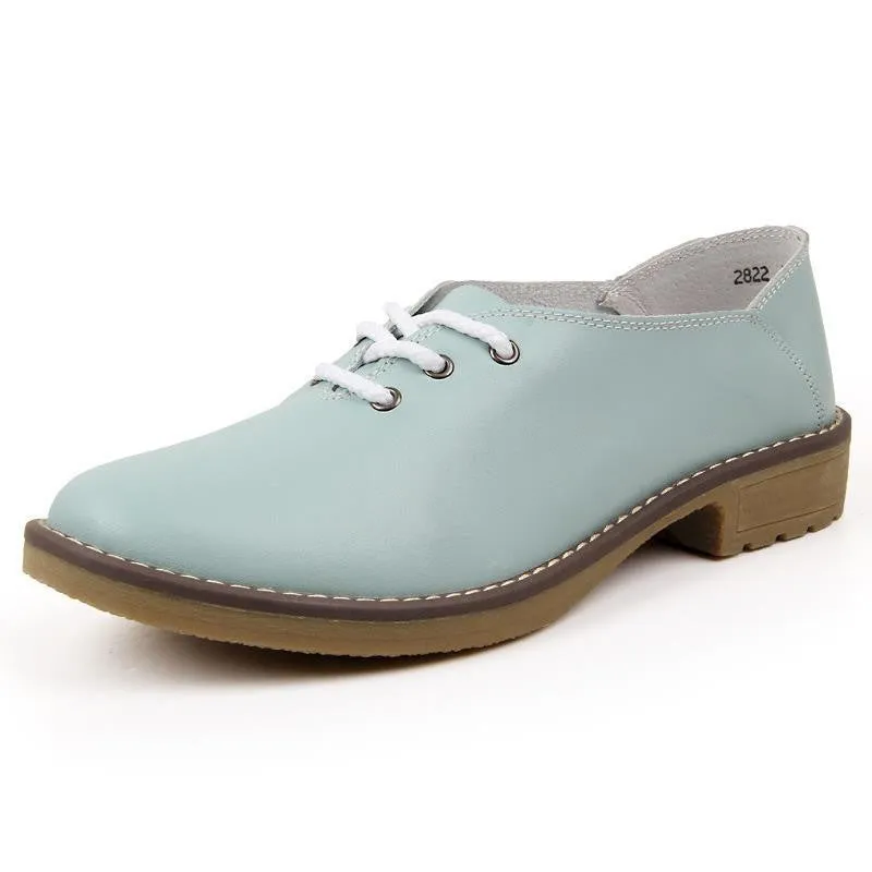 Summer Women Oxfords Genuine Leather Shoes Lace Up Flats Woman flat Ladies cow muscle good Zapatos Mujer J4358