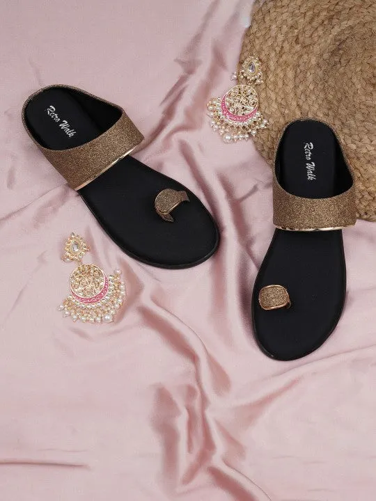 Textured Retro One Toe Flats