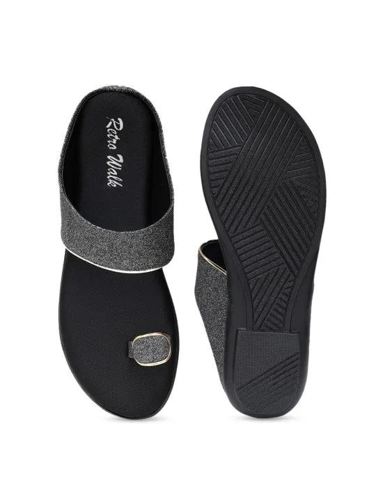 Textured Retro One Toe Flats