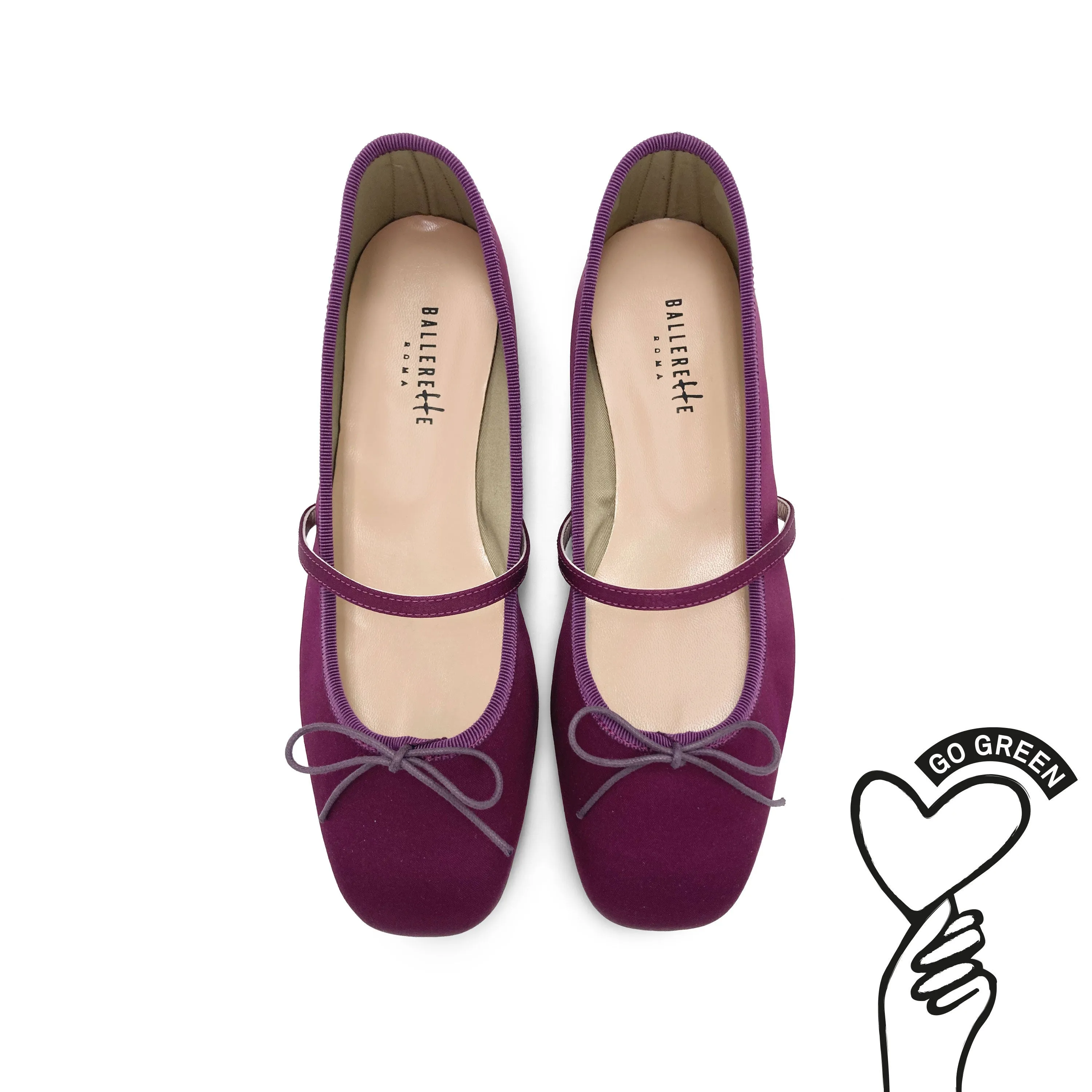 TT GO GREEN Collection - Fuchsia Satin Mary Jane Ballet Flats in ECO Fabric