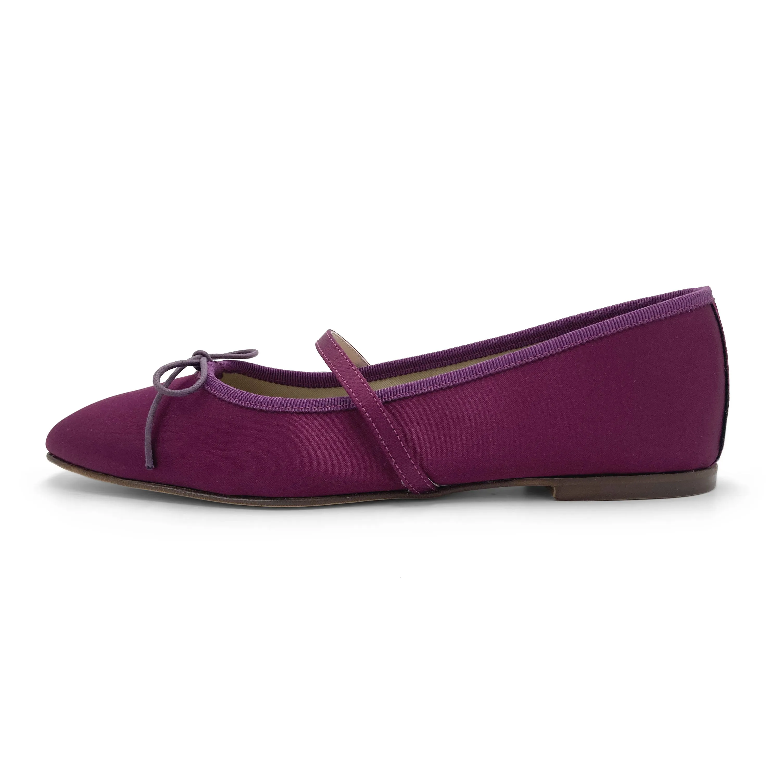 TT GO GREEN Collection - Fuchsia Satin Mary Jane Ballet Flats in ECO Fabric