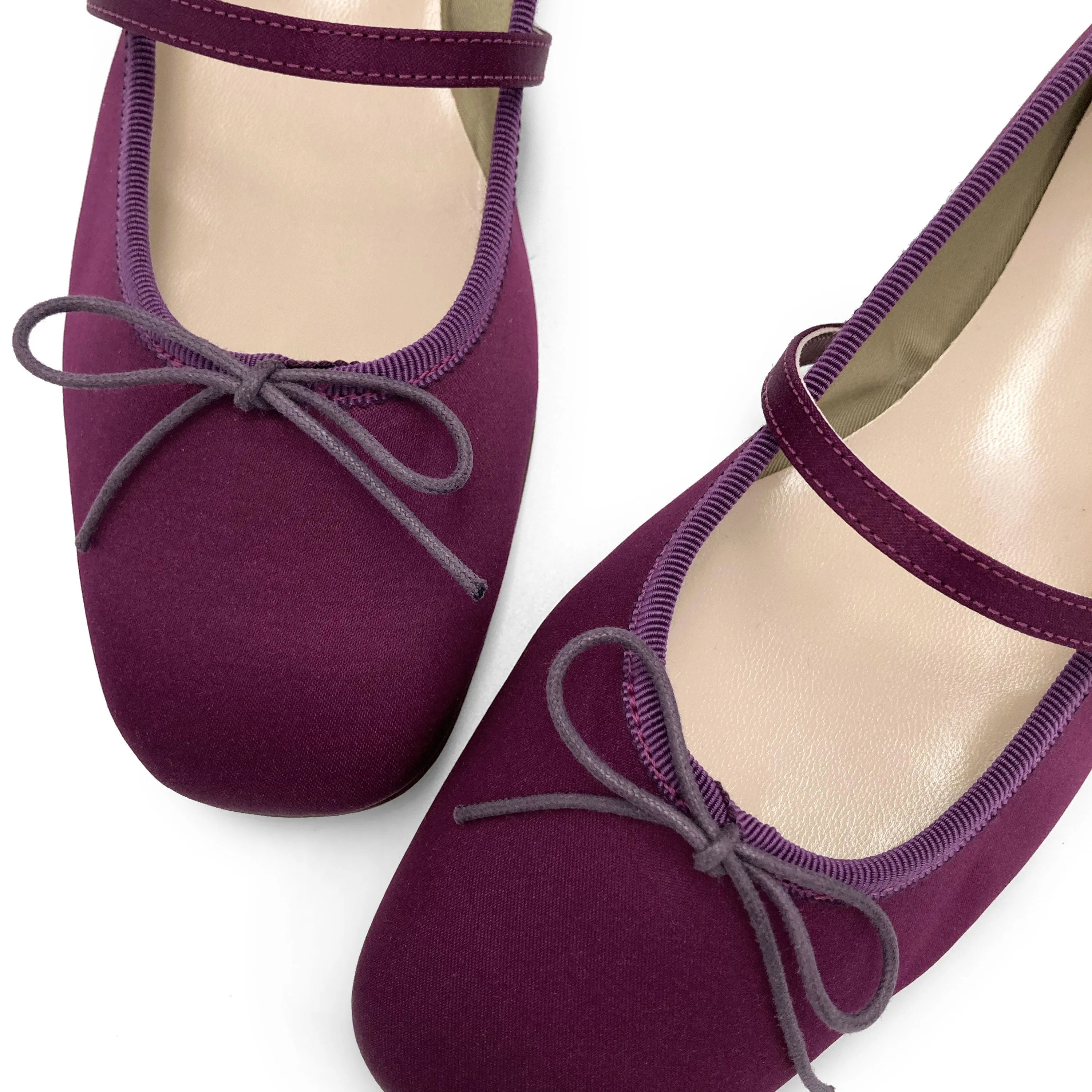 TT GO GREEN Collection - Fuchsia Satin Mary Jane Ballet Flats in ECO Fabric