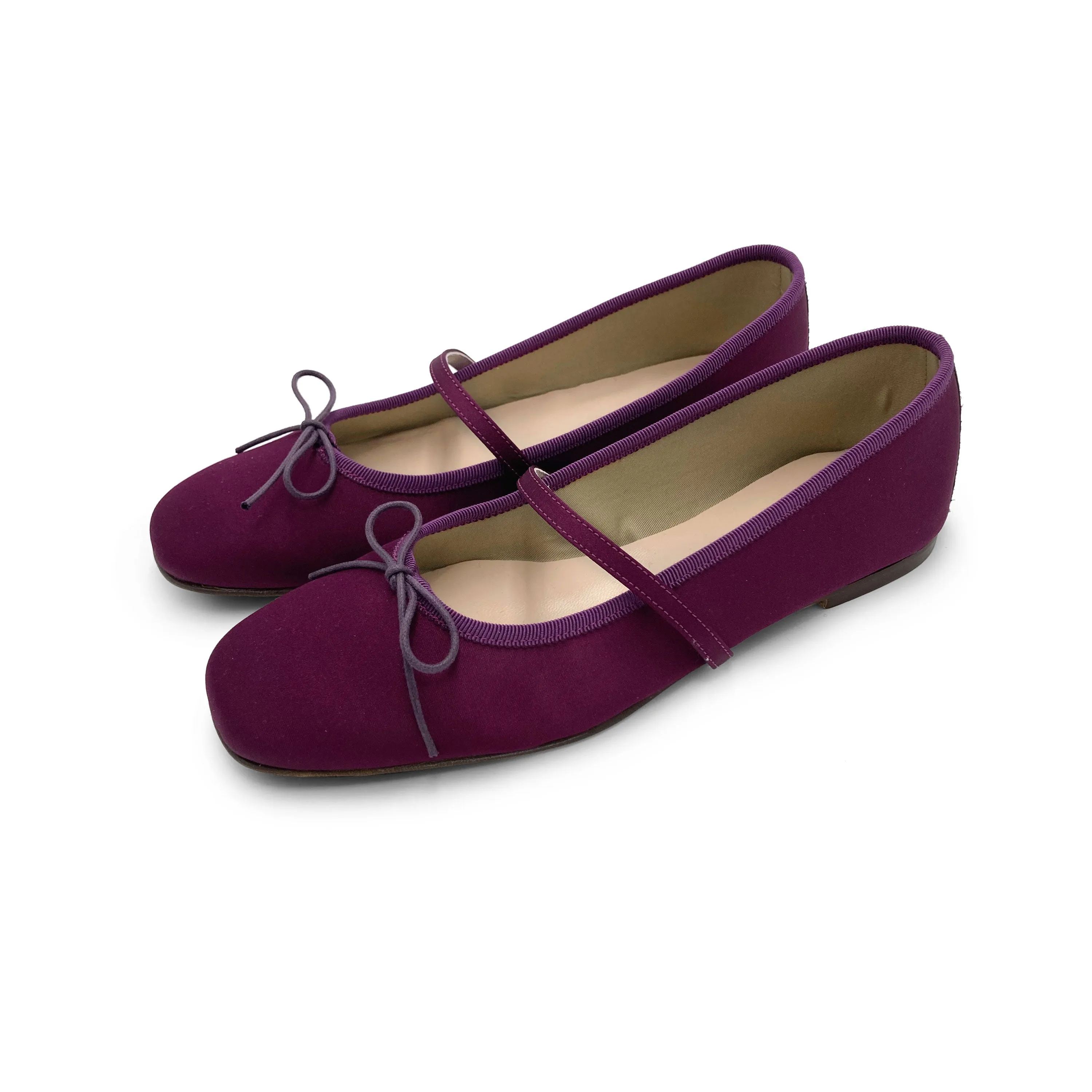 TT GO GREEN Collection - Fuchsia Satin Mary Jane Ballet Flats in ECO Fabric