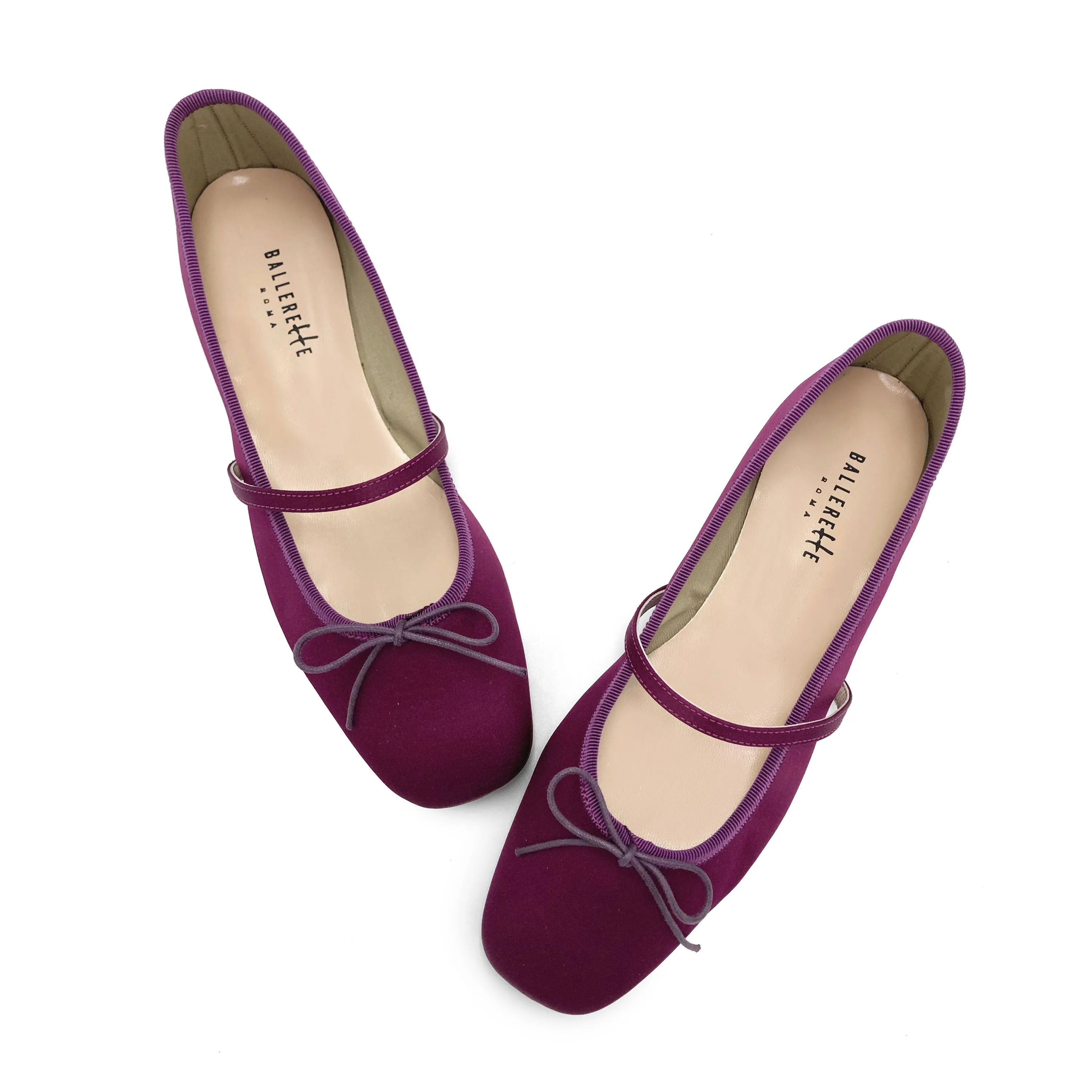 TT GO GREEN Collection - Fuchsia Satin Mary Jane Ballet Flats in ECO Fabric