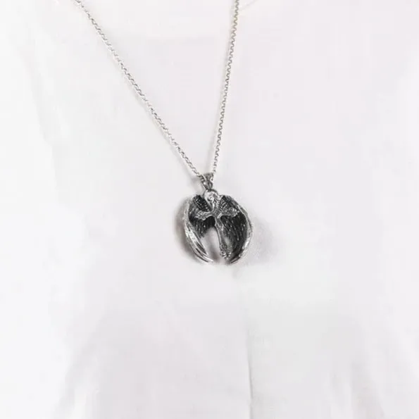 Vintage Cross Feather Wings Necklace