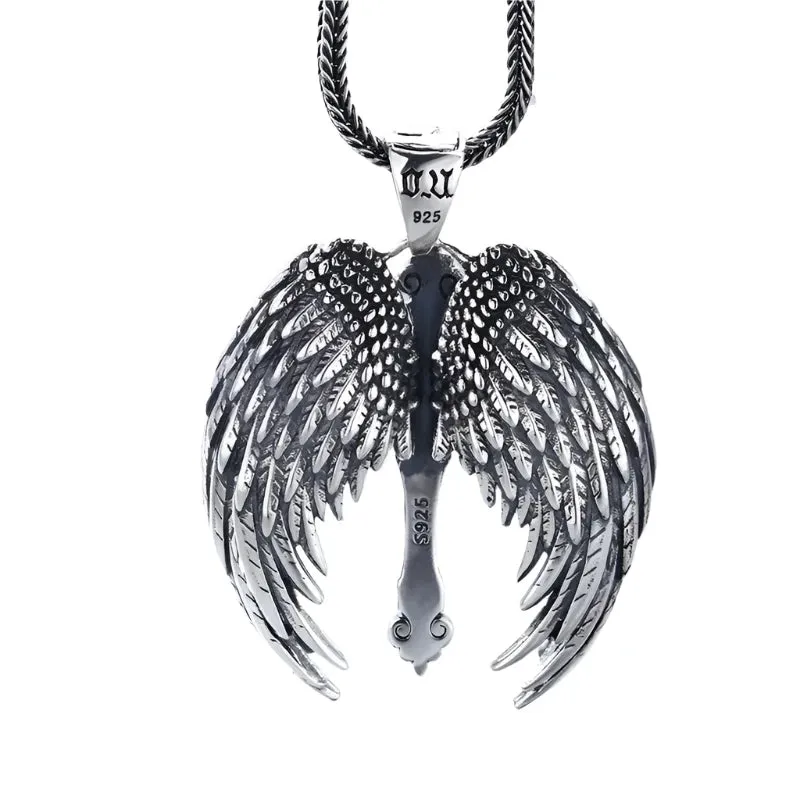Vintage Cross Feather Wings Necklace