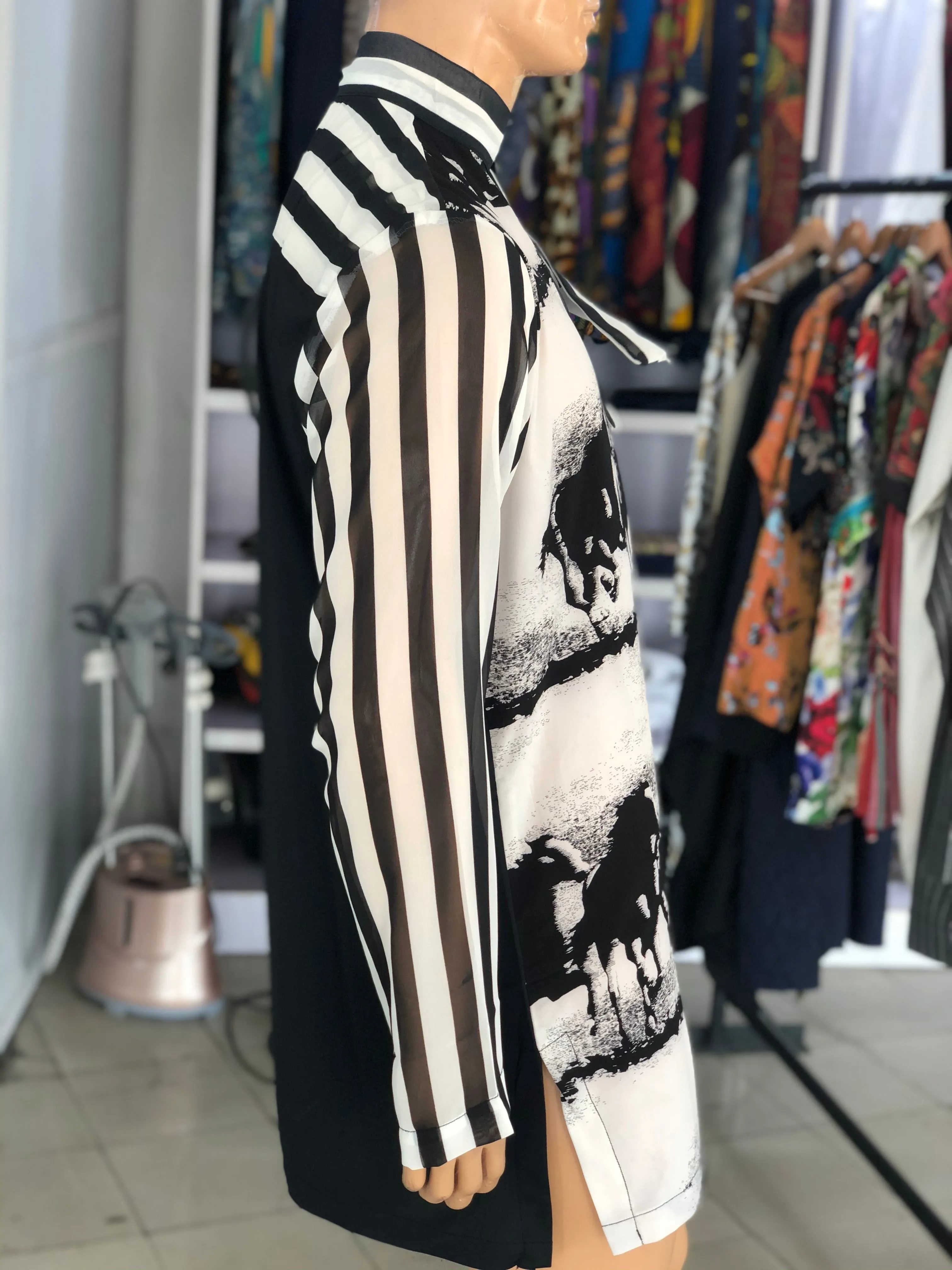 Wayang Monochrome Chiffon  Shirt