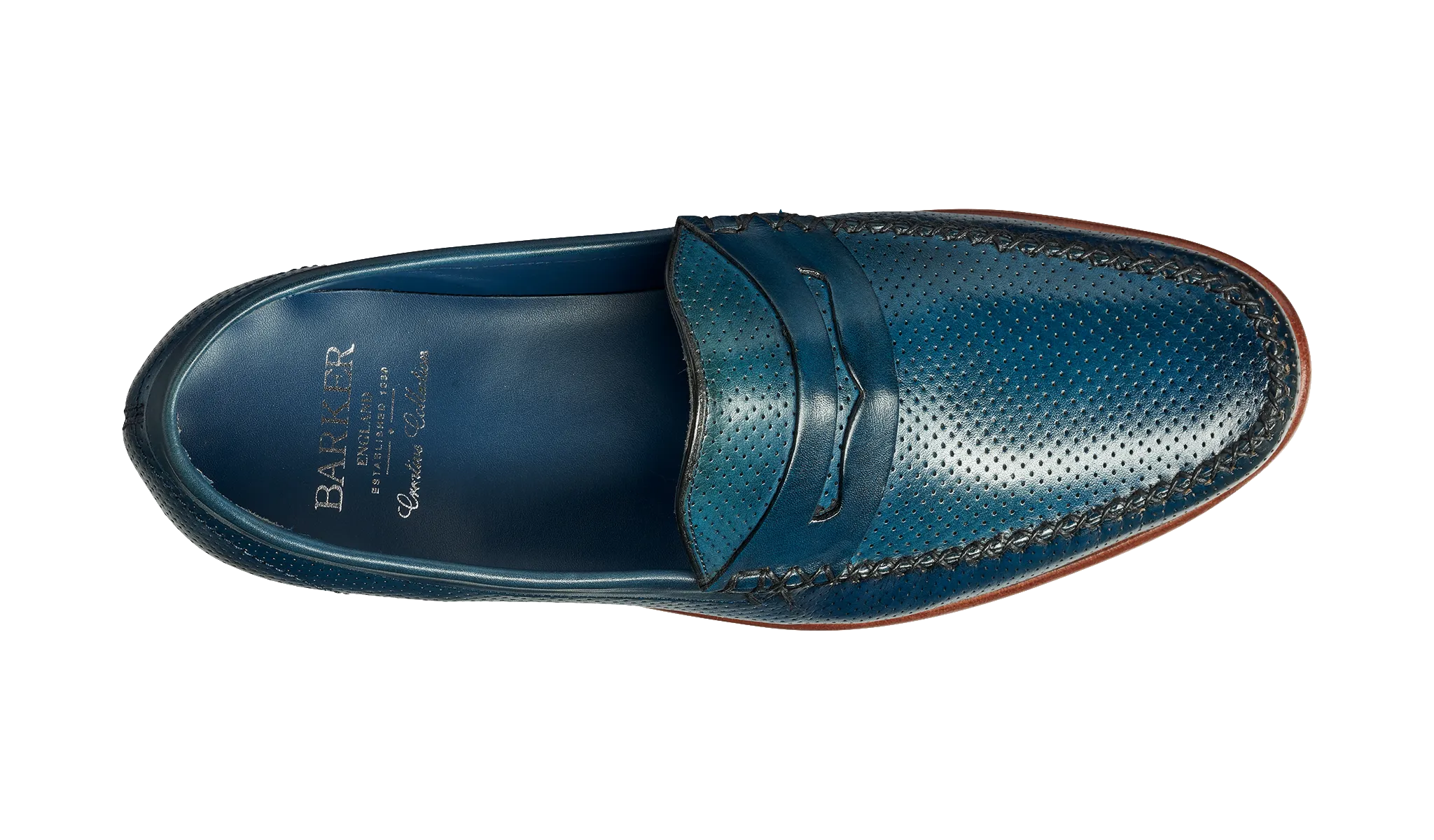 William - Navy Perf Hand Painted / Blue Saddle