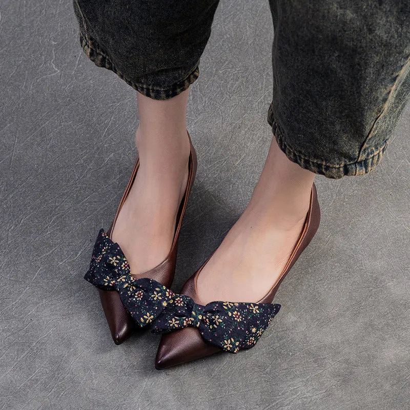Women Casual Bowknot Leather Comfort Flats