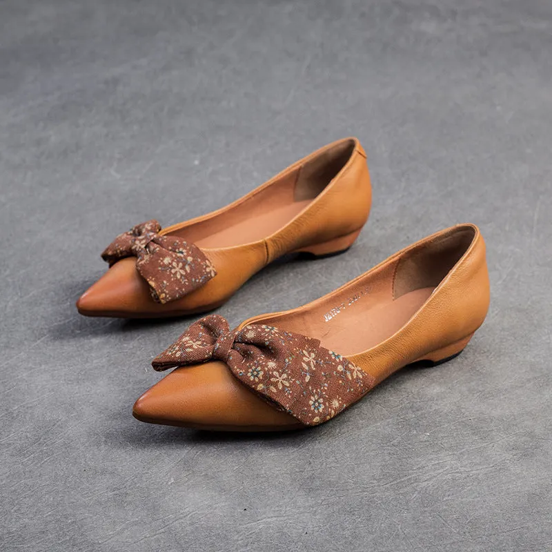 Women Casual Bowknot Leather Comfort Flats