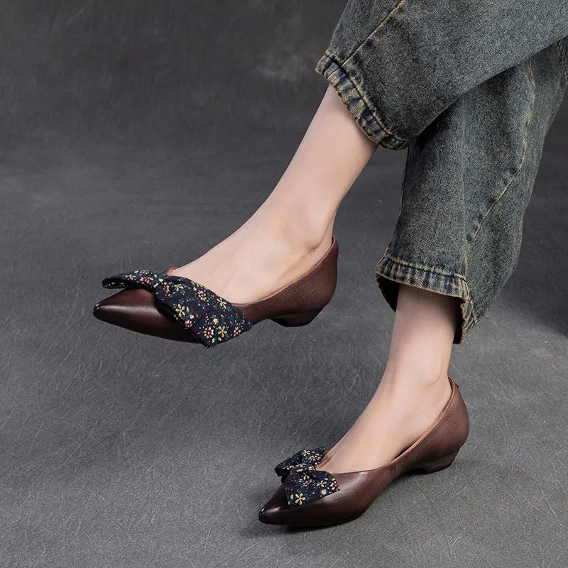 Women Casual Bowknot Leather Comfort Flats