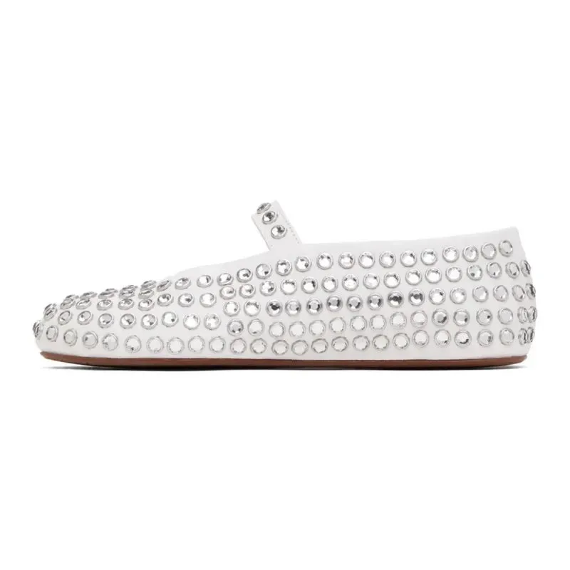 women flats Designer Loafers Shoes Diamond Rivet Mary Jane shoes Woman Stylish Studded Crystal Women Flat Ballet Lolita Shoes