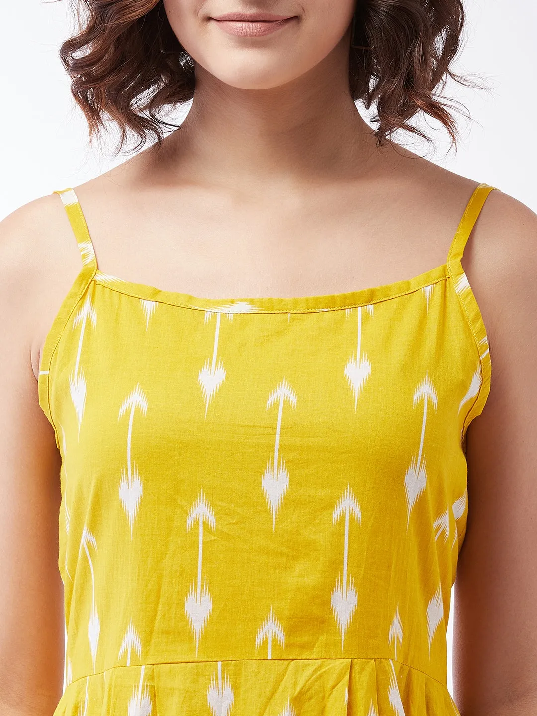 Yellow Arrow Strappy Kurta For Teens
