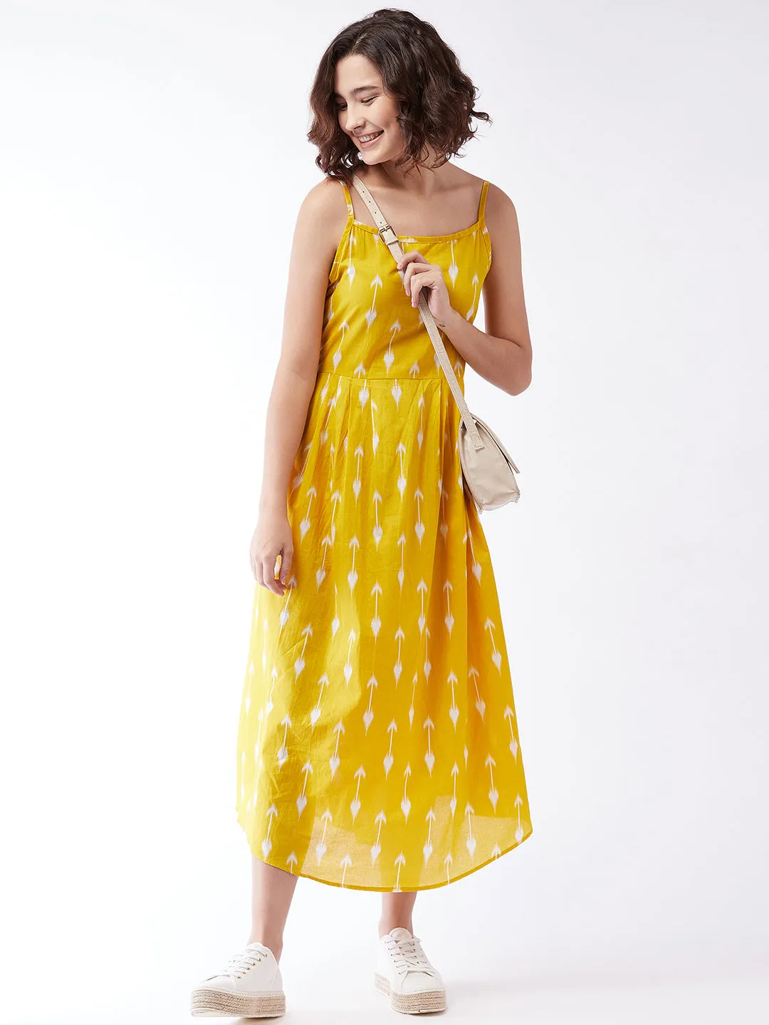 Yellow Arrow Strappy Kurta For Teens